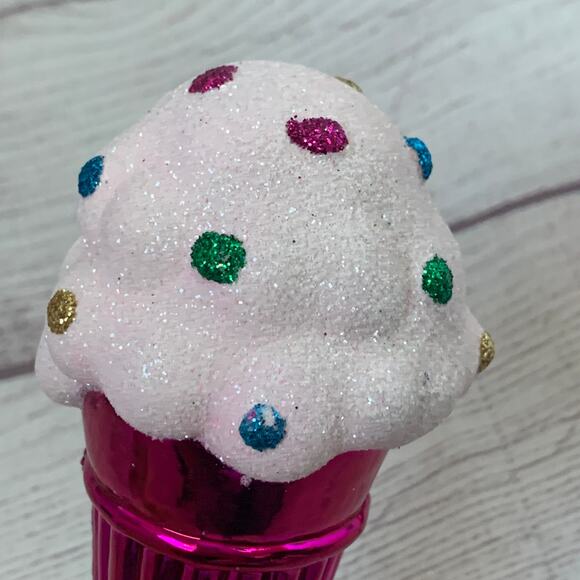 Ice Cream Cone Christmas Tree Ornament Set of 2 with Clips Plastic 5"L - Picture 13 of 16